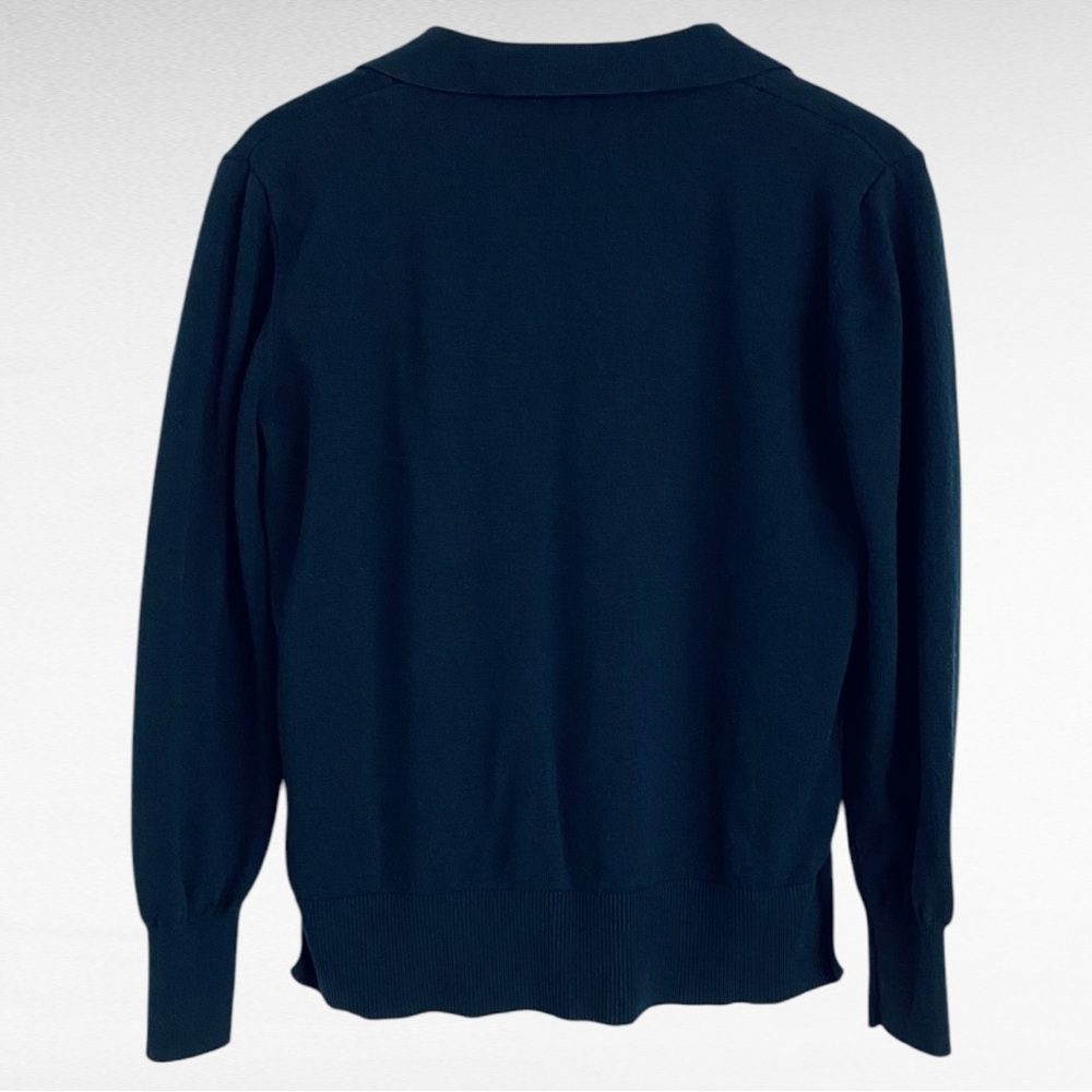 MERSEA | Navy Blue MARINER HORIZON Relaxed Fit Cotton Wool Coastal Polo Sweater - Picture 2 of 3